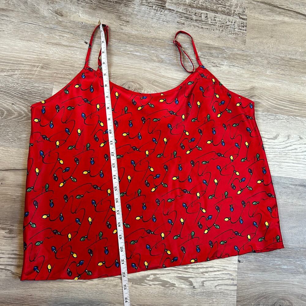 Vintage Cinema Etoile Cami Red Christmas Lights Satin Tank Top Holiday Y2K L - Picture 6 of 6